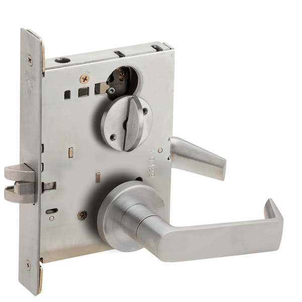 Schlage Grade 1 Bed Bathroom Privacy Mortise Lock, 06 Lever, A Rose, Satin Stainless Steel Finish L9040 06A 630 - main